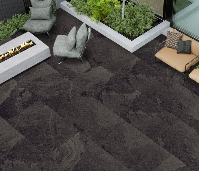 20mm Black Slate Porcelain Paving 600x900mm