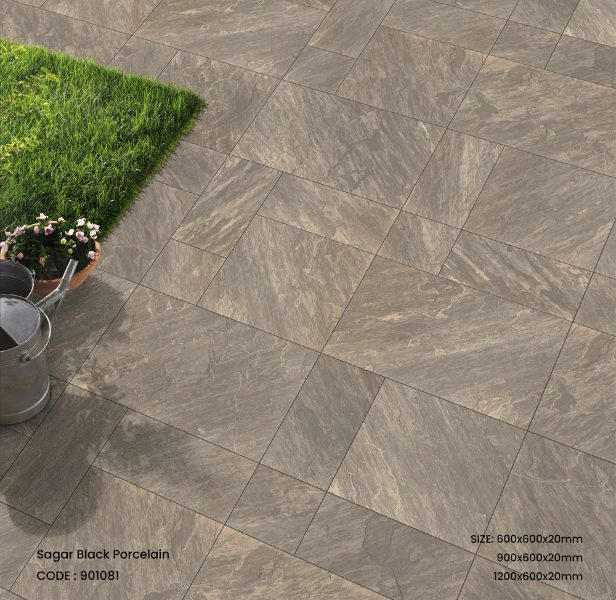 20mm Sagar Black Porcelain Porcelain Paving 600x900mm