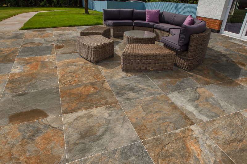 20mm Copper Rustic Slate Porcelain Paving 600x900mm — view 2