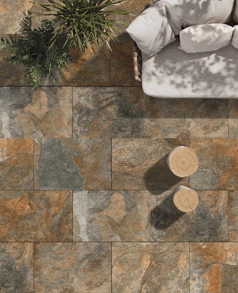 20mm Copper Rustic Slate Porcelain Paving 600x900mm